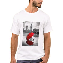 Lluvia en Londres: Paraguas Rojo cerca del Támesis