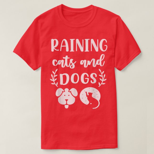 Camiseta Lluvia Graciosa De Gatos Y Perros  (Diseño del anverso)
