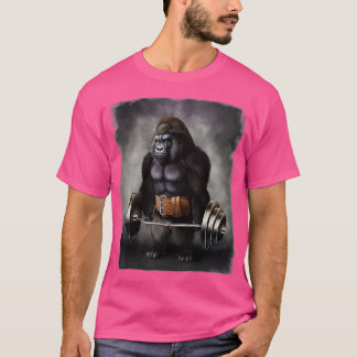 Camiseta Lluvia muscular de gorila con Barbell Shrug Bar Fi