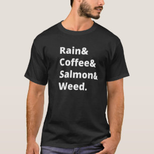 Camiseta Lluvia Y Café, Salmón Y Seattle Portla