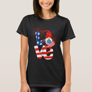 Camiseta Lmo Feliz 4 De Julio America Flag Love Gnome Cute