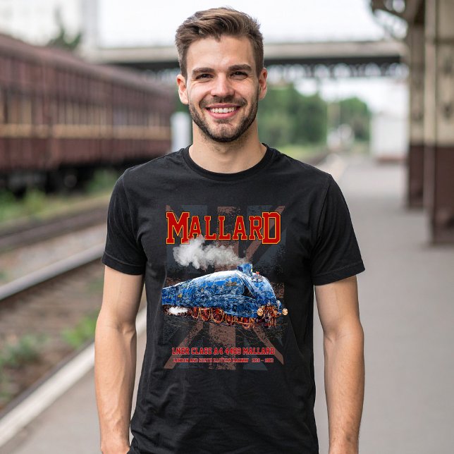 Camiseta LNER Clase A4 Locomotora Mallard bandera de la Uni (Class A4 Mallard - World Fastest Steam Locomotive. Mens Basic T-Shirt)