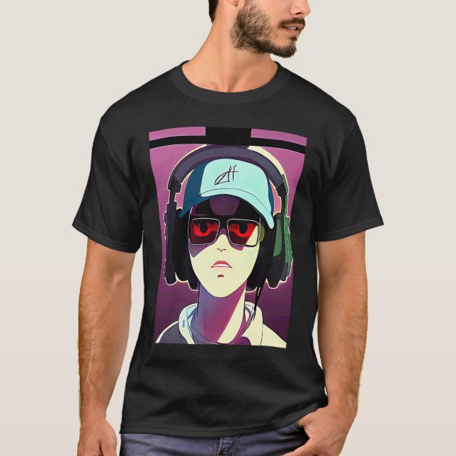 Camiseta Lo fi hip hop chillhop chill beats boy aesthetics  (Anverso)