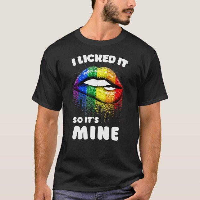 Camiseta Lo Golpeé Así Que Su Mía - Lgbt Lips Rainbow - Gay (Anverso)