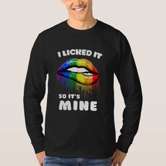 Camiseta Lo Golpeé Así Que Su Mía - Lgbt Lips Rainbow - Gay (Anverso)