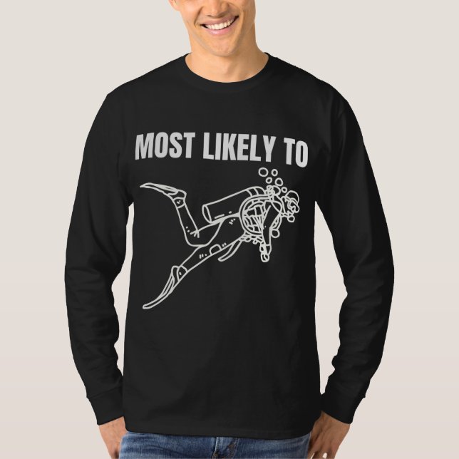 Camiseta Lo Más Probable De Scuba Dive Gráfico Simple (Anverso)