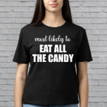 Camiseta Lo Más Probable Es Comer Todo El Candy Funny Hallo<br><div class="desc">Lo Más Probable Es Comer Todo El Candy Funny Halloween</div>