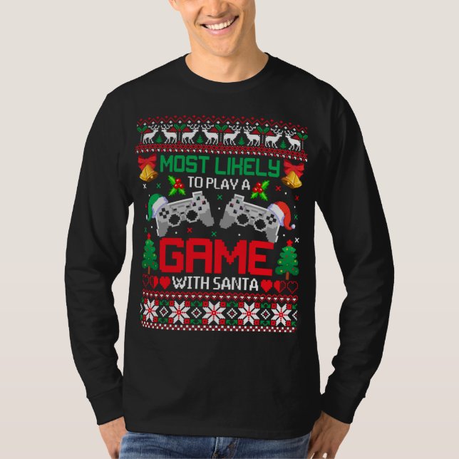 Camiseta Lo Más Probable Es Jugar Con Santa Fea Christm (Anverso)