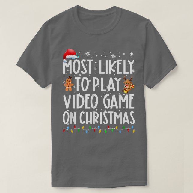 Camiseta Lo Más Probable Es Jugar Un Videojuego En Navidade (Diseño del anverso)