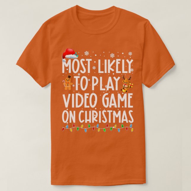 Camiseta Lo Más Probable Es Jugar Un Videojuego En Navidade (Diseño del anverso)