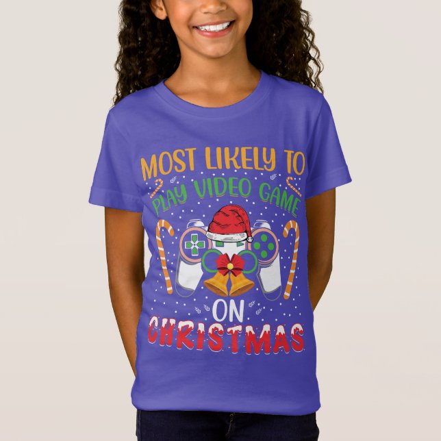 Camiseta Lo más probable es que jueguen videojuegos a navid (Anverso)