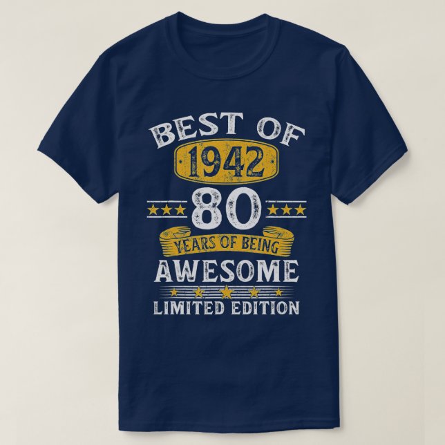 Camiseta Lo Mejor De 1942 Regalos De 80 Años De Edad Regalo (Diseño del anverso)
