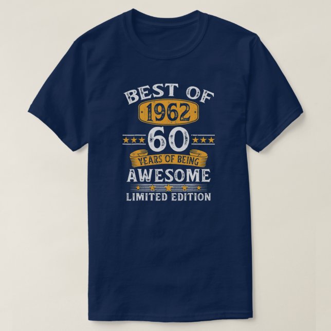 Camiseta Lo Mejor De 1962 Regalos De 60 Años De Edad Cumple (Diseño del anverso)
