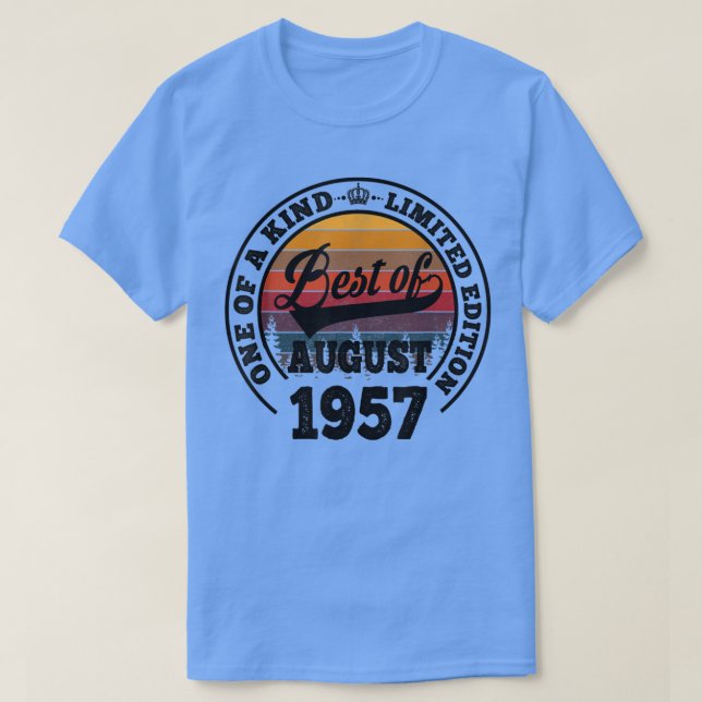 Camiseta Lo Mejor De Agosto De 1957 Regalo Por 65 Años (Diseño del anverso)