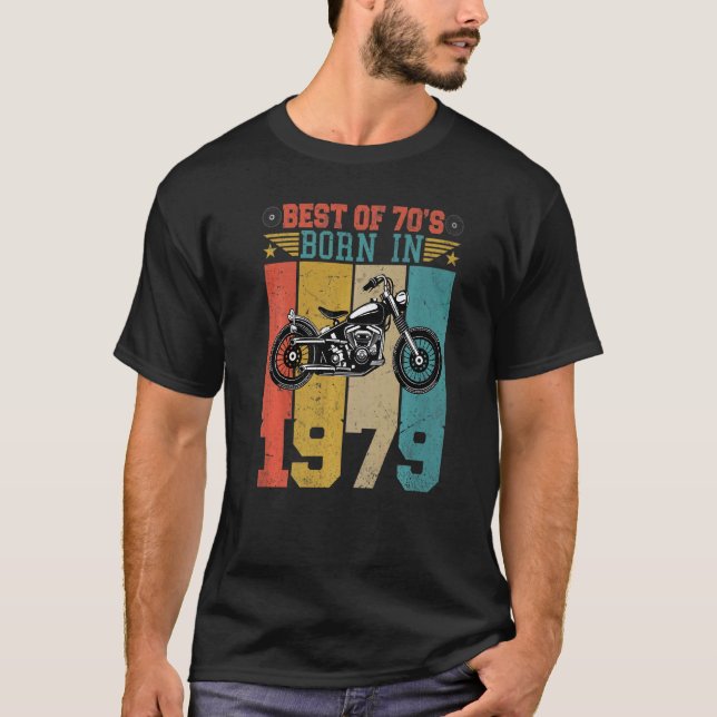 Camiseta Lo Mejor De Los 70 Nacido En 1979 Motocicleta Vint (Anverso)