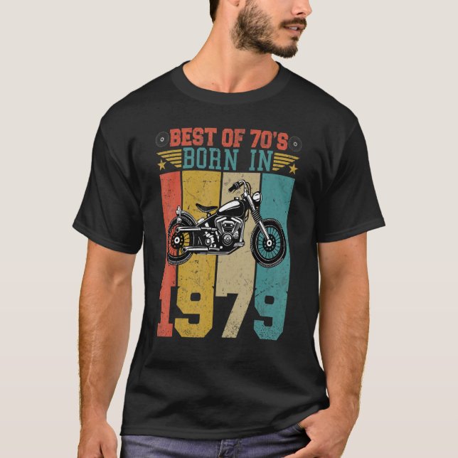 Camiseta Lo Mejor De Los 70 Nacido En 1979 Motocicleta Vint (Anverso)