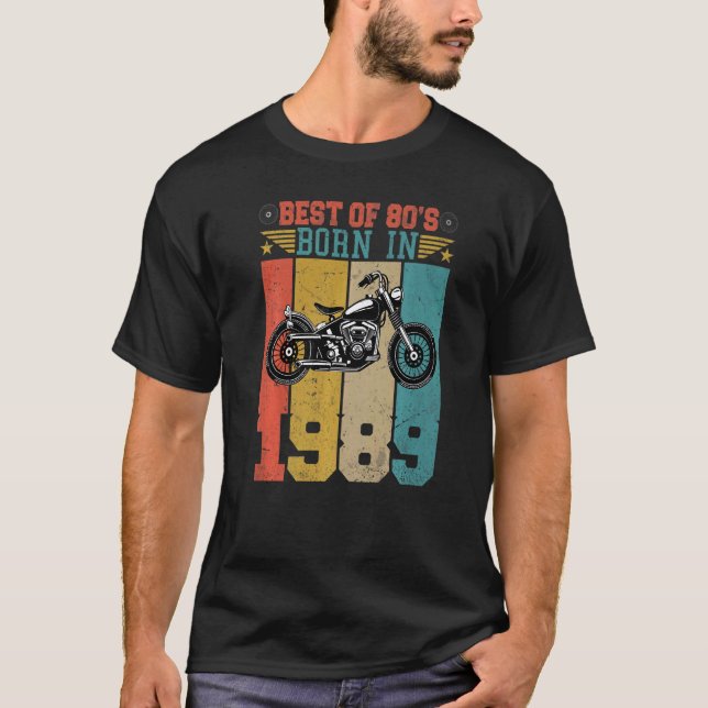 Camiseta Lo Mejor De Los 80 Nacido En 1989 Motocicleta Vint (Anverso)