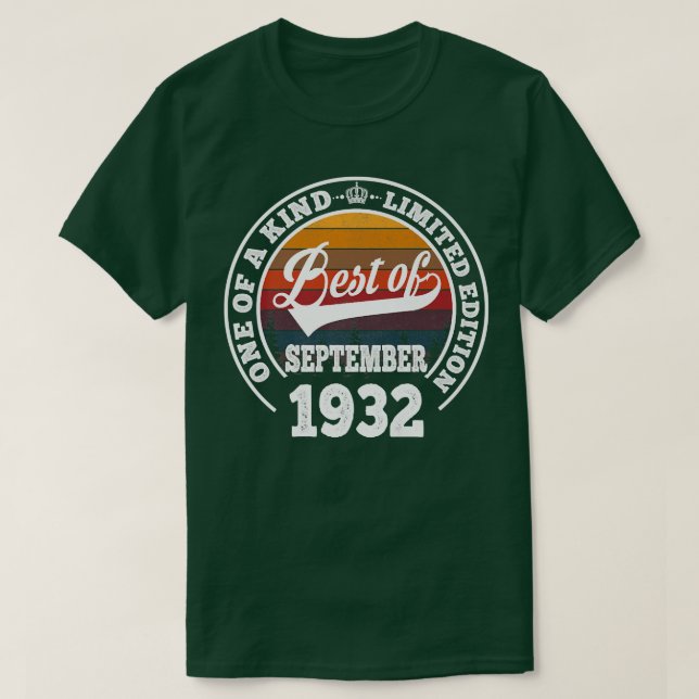 Camiseta Lo Mejor De Septiembre De 1932 Regalo De Cumpleaño (Diseño del anverso)