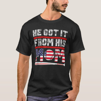 Camiseta Lo Obtuvo De Su Mamá De Béisbol, Madre Vintage