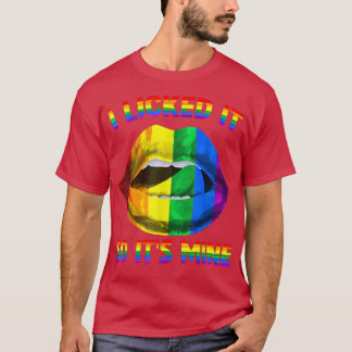 Camiseta Lo pegué así que es mi LGBTQ levanta el arcoiris L