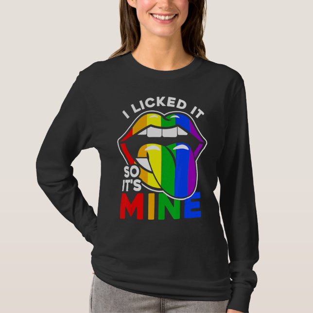 Camiseta Lo pegué así que es mi Lgbtq levanta lgbt arcoiris (Anverso)