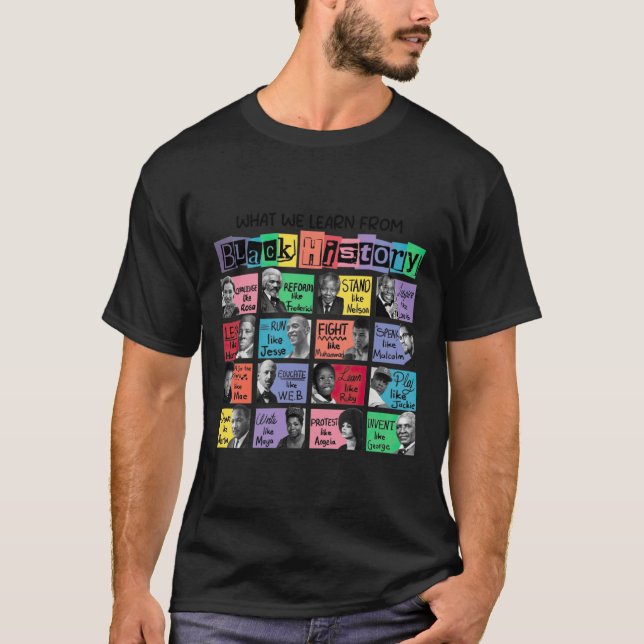 Camiseta Lo que aprendemos del Pegatina de Historia Negra (Anverso)