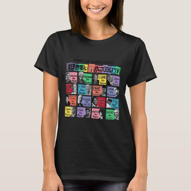 Camiseta Lo que aprendemos del Pegatina de Historia Negra (Anverso)