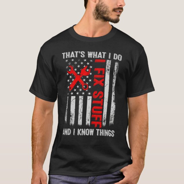 Camiseta Lo que hago  arreglo cosas y sé cosas Papá Ameri (Anverso)
