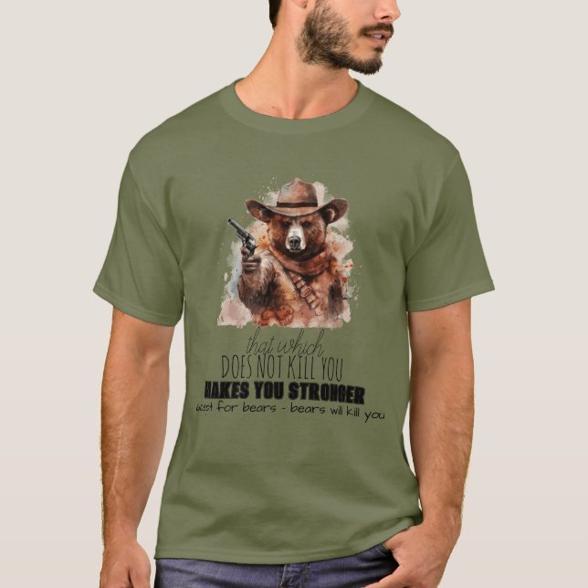 Camiseta "Lo que no te mata..." Bear Pun (Anverso)