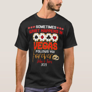 Camiseta Lo que pasa en el aniversario de Las Vegas: pareja
