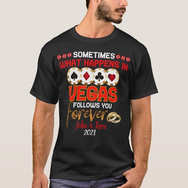 Camiseta Lo que pasa en el aniversario de Las Vegas: pareja (Anverso)