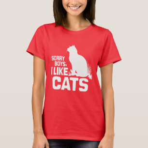 CAMISETA LO QUE SIENTO CHICOS ME GUSTAN LOS GATOS - BLANCO 