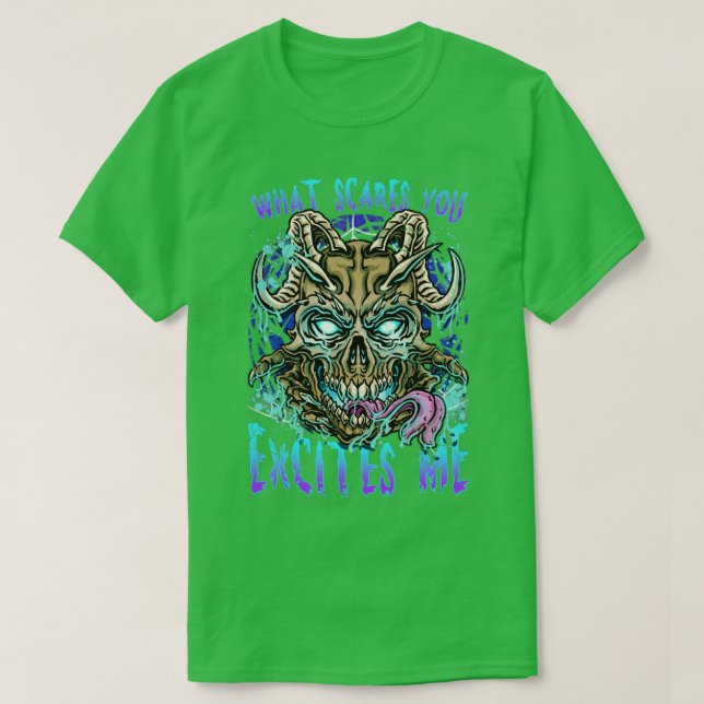 Camiseta Lo que te asusta me emociona Demon (Diseño del anverso)