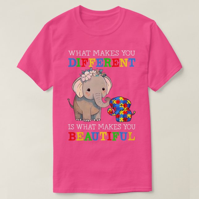 Camiseta Lo que te hace diferente al autismo de la mamá ele (Diseño del anverso)