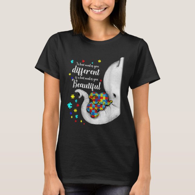 Camiseta Lo que te hace diferente autismo de mamá elefante (Anverso)