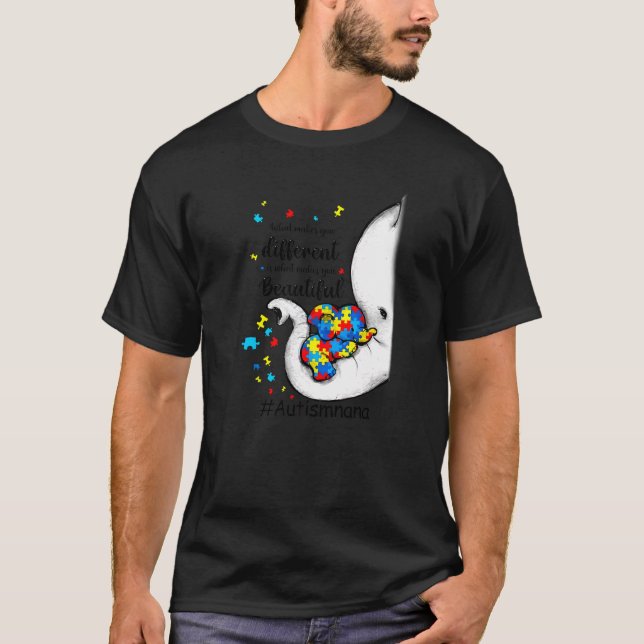 Camiseta Lo que te hace diferente elefante Nana autismo en  (Anverso)