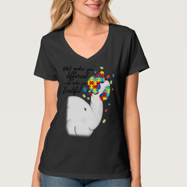 Camiseta Lo que te hace diferente hija autista elefante (Anverso)