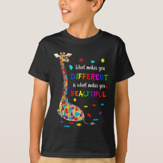 Camiseta Lo que te hace diferente jirafa mamá autismo niño