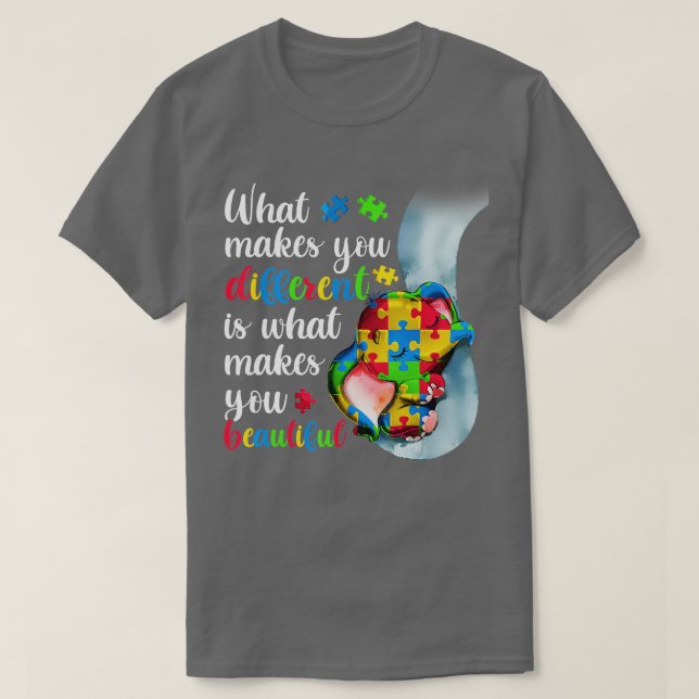 Camiseta Lo Que Te Hace Diferente Te Hace Bella Autis (Diseño del anverso)