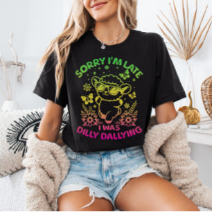 Camiseta Lo siento, llegué tarde, era un cordero gradiente