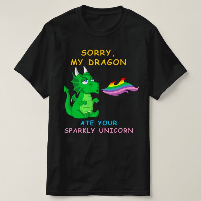 Camiseta lo siento mi dragón se comió tu unicornio (Diseño del anverso)