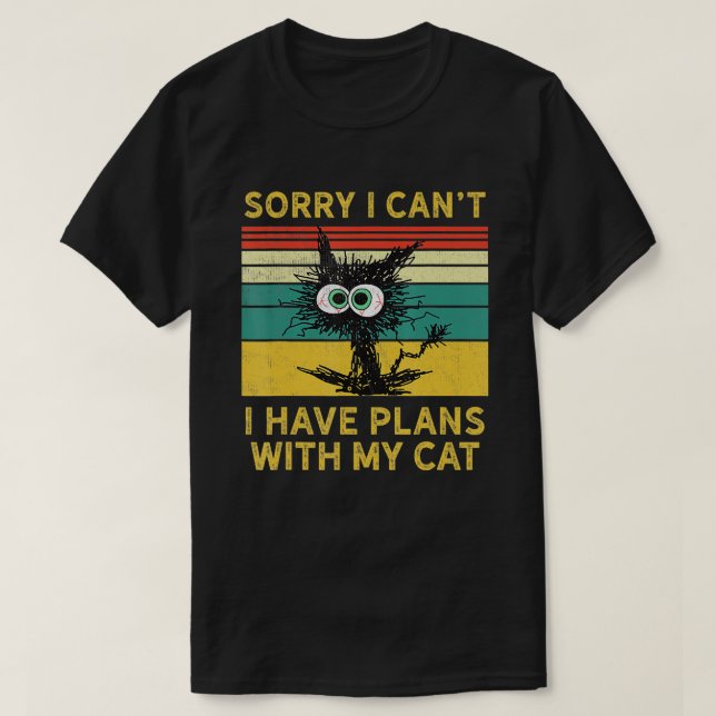 Camiseta Lo siento, no puedo tener planes con mi gato - Div (Diseño del anverso)