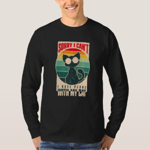 Camiseta Lo siento, no puedo tener planes con mi gato retro