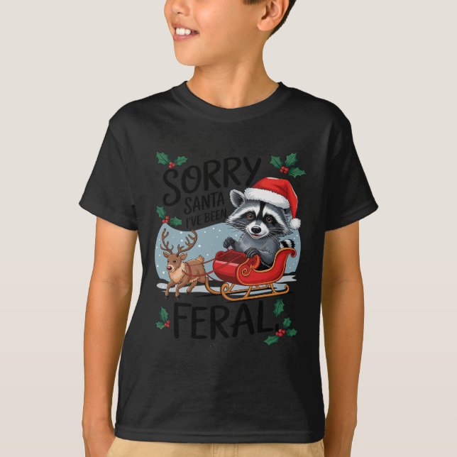 Camiseta Lo siento Santa He sido Feral Raccoon Xmas Luces R (Anverso)