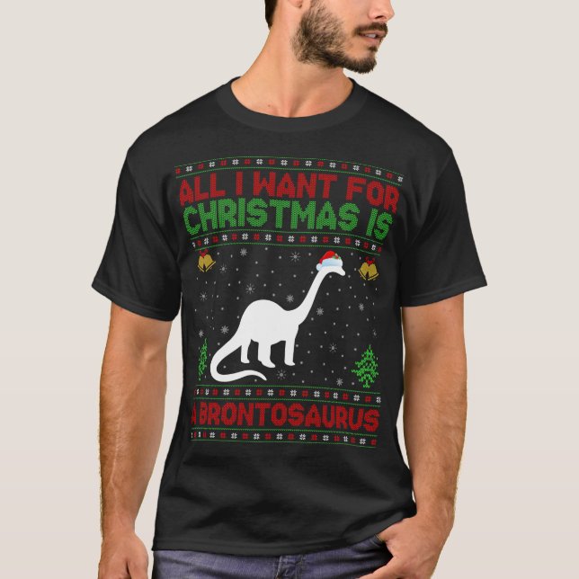 Camiseta Lo Único Que Quiero De Los Navidades Es Un Brontos (Anverso)
