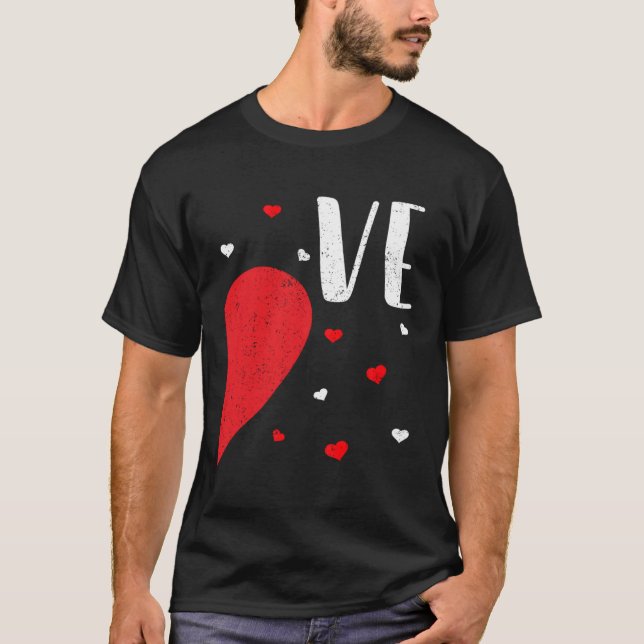 Camiseta LO VE Valentines Day Matching Couples Shirt Heart  (Anverso)