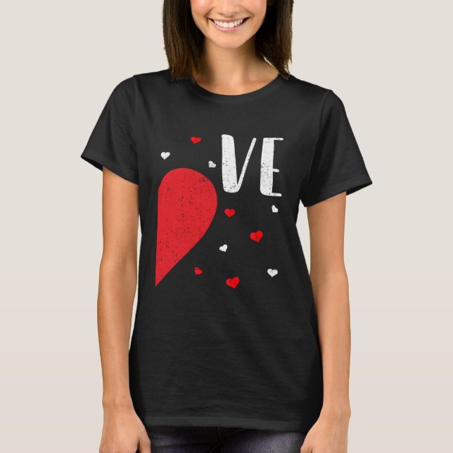 Camiseta LO VE Valentines Day Matching Couples Shirt Heart  (Anverso)