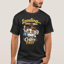 Camiseta Loading Coffee First Cute Sleepy Coffee Shirt