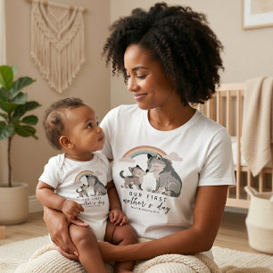 Camiseta Loba Mamá Cachorro Primer Día de la Madre Pastel A