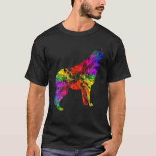 Camiseta Lobo abstracto cromático acuarela arte de gatito l